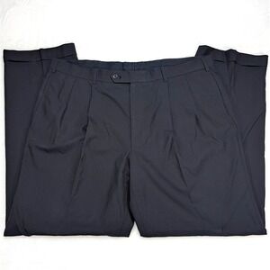 Brooks Brothers 346 Mens Wool Pleated Dress Pants W40 L32 Navy Chinos Trousers